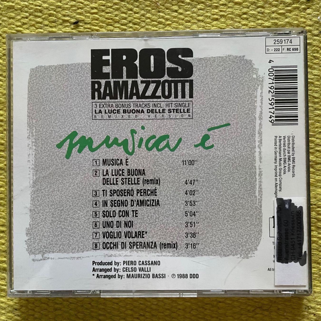 CD: EROS RAMAZZOTTI-MUSICA É – Usato da Rorschacherberg venduto da CD-Roli 1