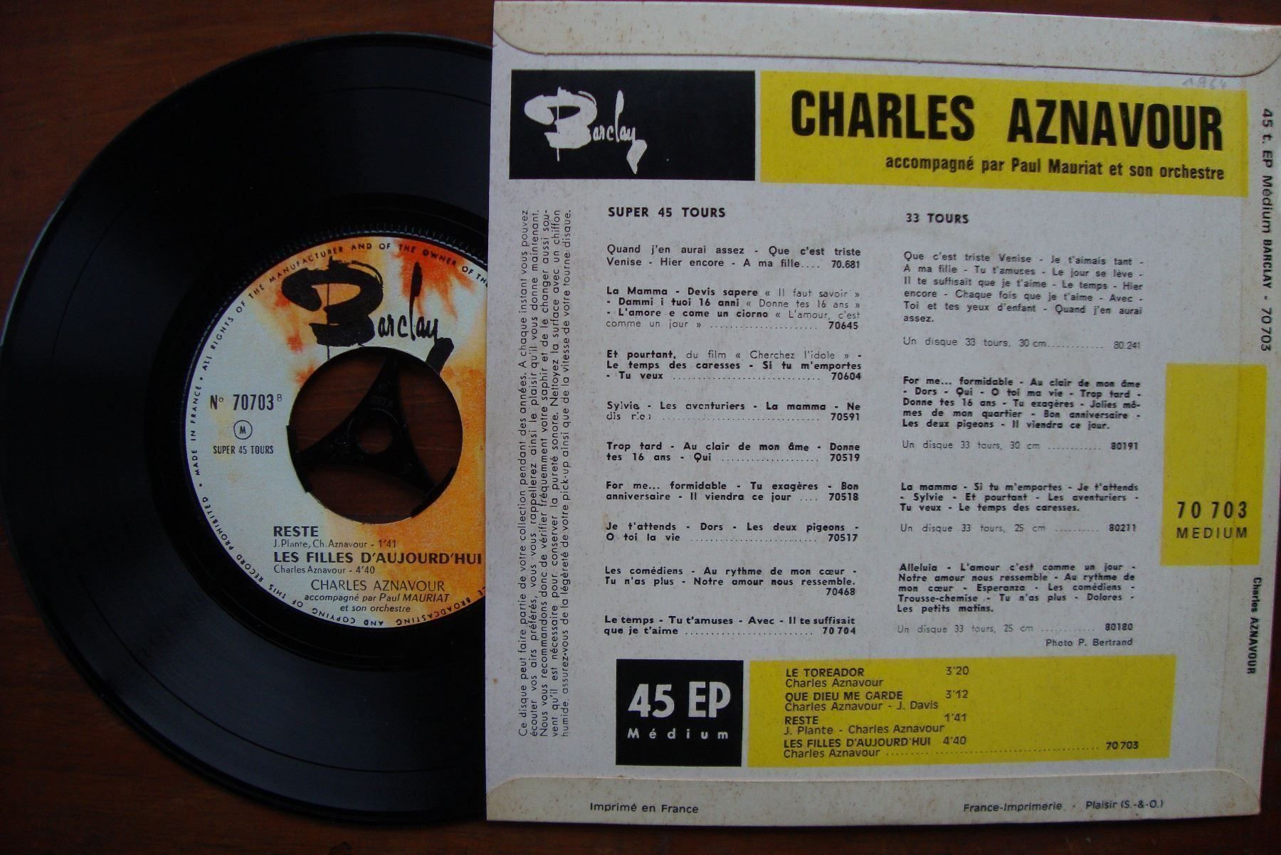 Dischi in vinile: CHARLES AZNAVOUR - LE TORÉADOR etc – Usato da Bern venduto da Uli_10_11 1