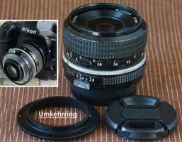 Nikon Nikkor 35mm 1:2,8 Non Ai, mit Umkehrring, Super Makro