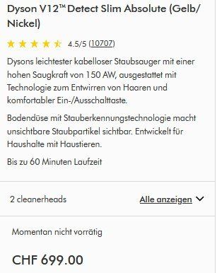 Dyson Aspirapolveri & Accessori: Dyson V12 detect slim absolute Staubsauger / aspirateur – Usato da Collonges venduto da arashee 6