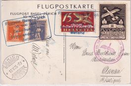 Flugpost - 1925-,  AARAU, speziell frankiert inkl. Vignette
