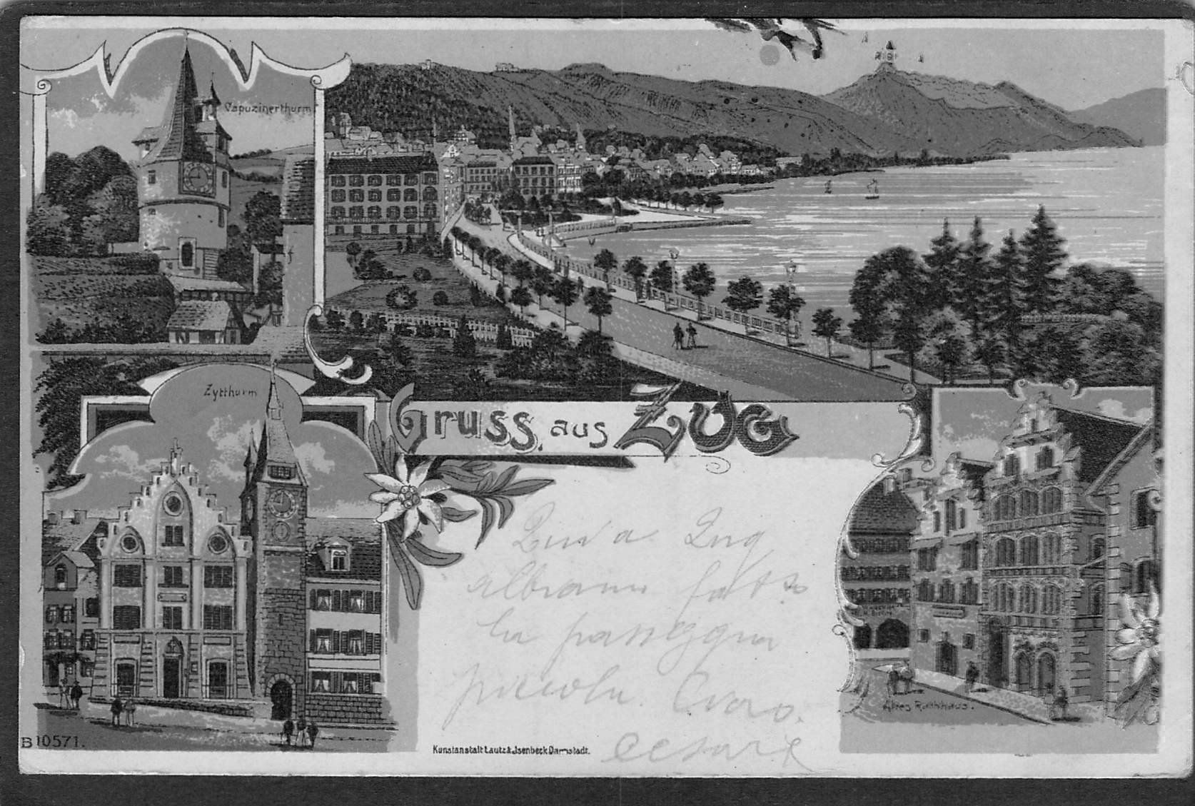 Cartoline postali: ,Litho Gruss aus Zug , 1901 – Usato da Reichenburg venduto da ibiza18