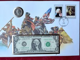 U.S.A. - Münzbrief 12.12.89 - 1$ 1981 & Quarter $ 1776/1976