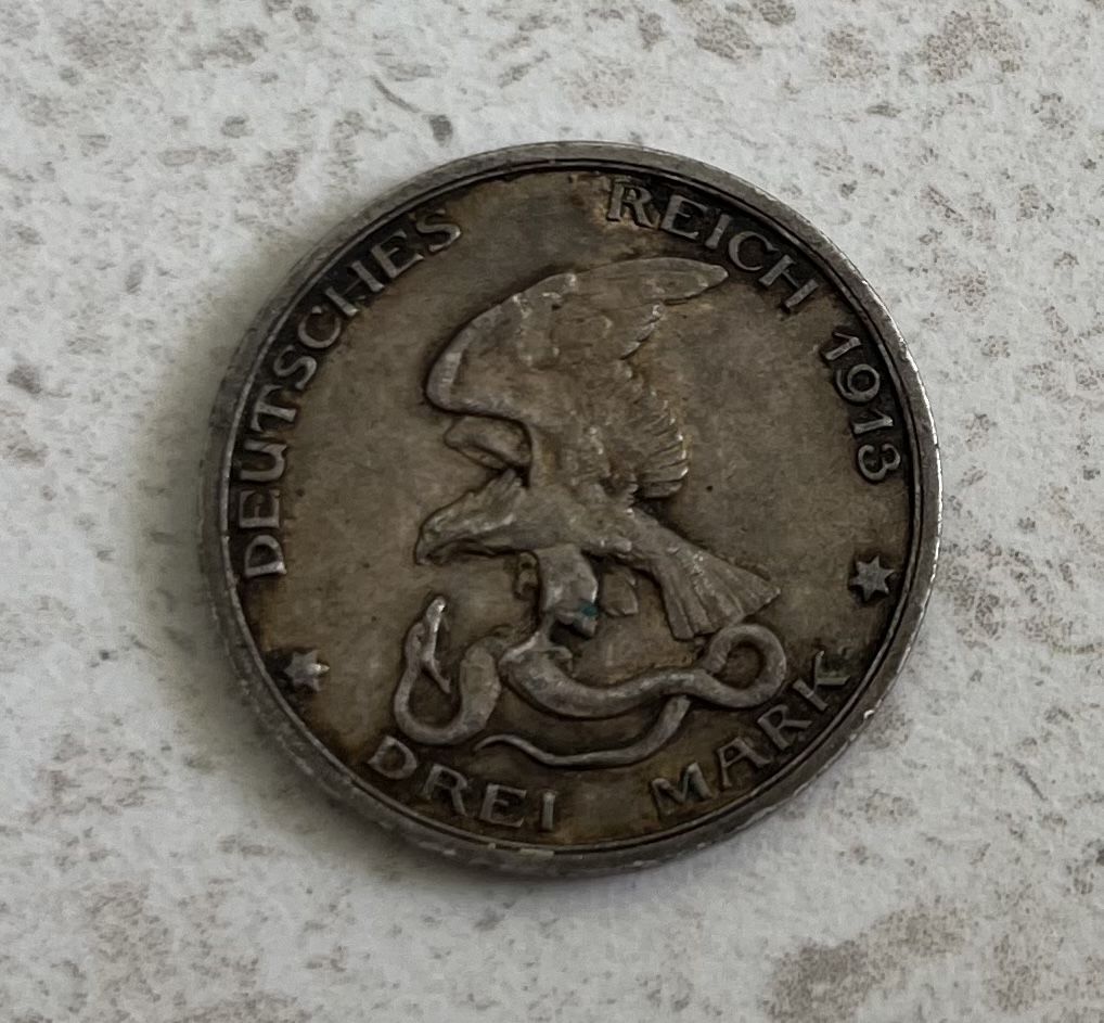 Tutti le monete: 3 Mark 1913 Silbermünze  – Usato da Ennetbürgen venduto da Peter12345 1