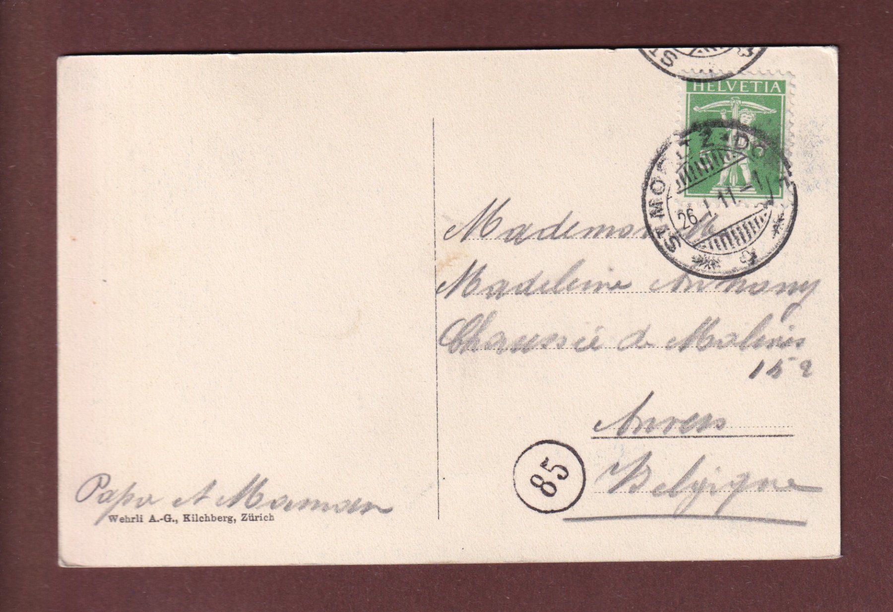 Cartoline postali: ST. MORITZ - 1911 – Usato da Pully venduto da nicecards-shop 1