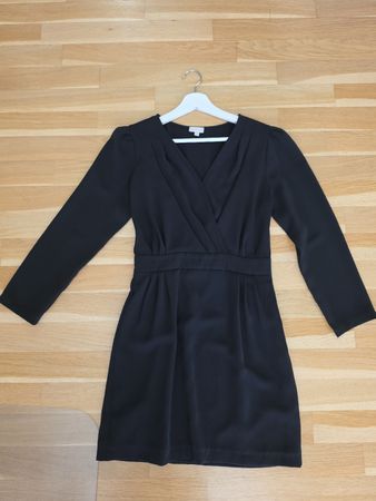 Damen Kleid schwarz V-Ausschnitt 
