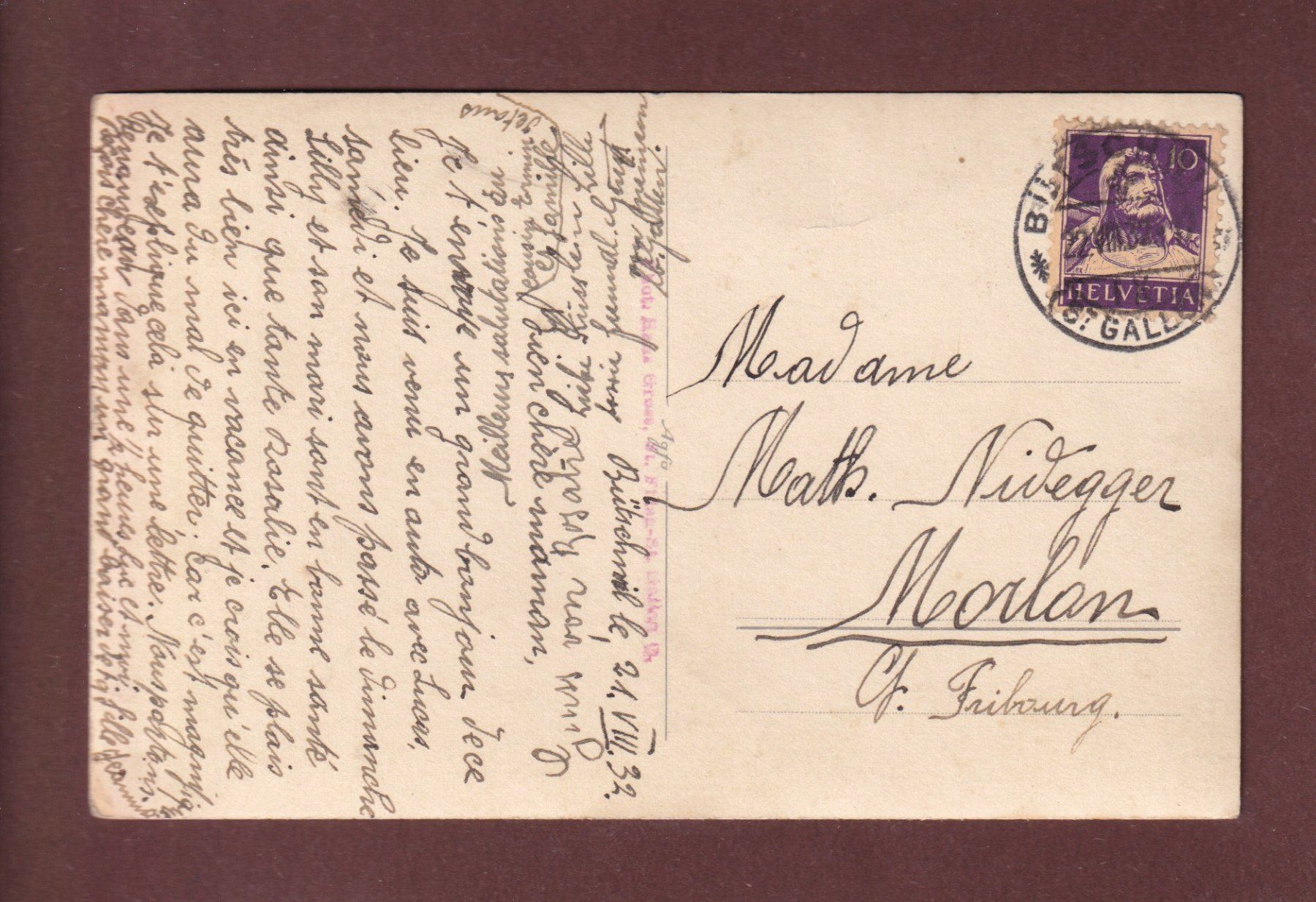 Cartoline postali: BÜTSCHWIL - 1932 – Usato da Pully venduto da nicecards-shop 1