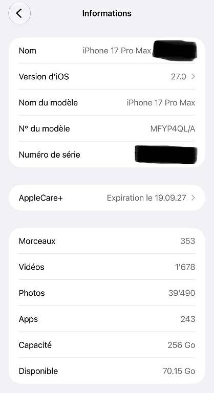 Apple Telefoni cellulari / Smartphones: iPhone 17 Pro Max Deep Blue 256 Go avec AppleCare+ – Usato da Perroy venduto da fri_7h65 2
