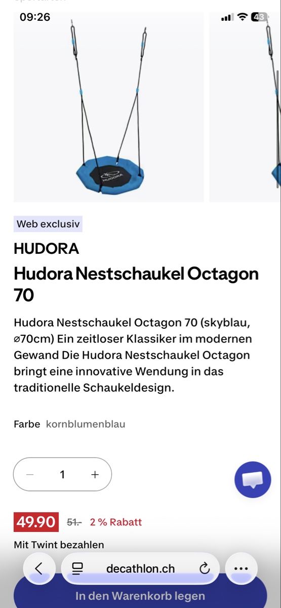 Hudora Altre altalene da giardino: Schaukel indoor – Usato da Hinwil venduto da kat_rxh5 1