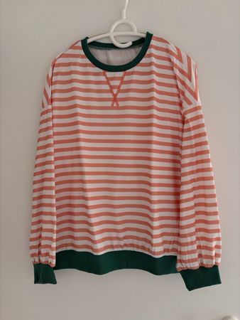 Langarmshirt gestreift weiss orange grün Grösse M neu