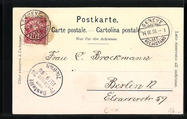 Cartes postales: Litho Genève, Hotel de la Poste, Charle – D'occasion à Berlin par bartko-reher 1