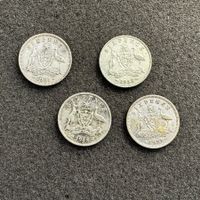 4 x 6 Pence Silber Australien div. Jahre