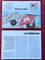 SCHWEIZER ALPEN - 7 X Münzenbriefe 1.8.1991 & 1 Ct 1986 -FDC