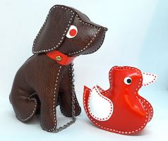 jouet vintage chien canard plastique cousu style Carnat
