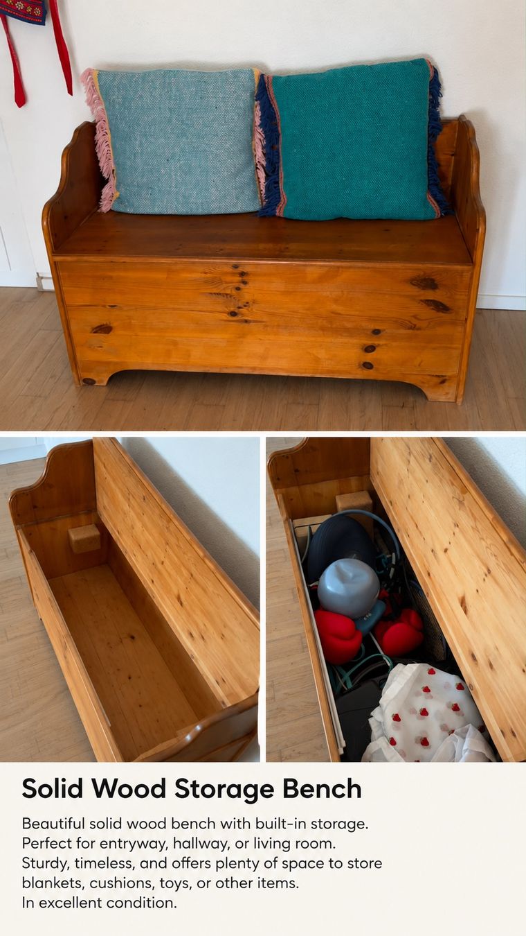 Bancs: Solid Wood Storage Bench – D'occasion à Dietikon par Jacob-Alexandre