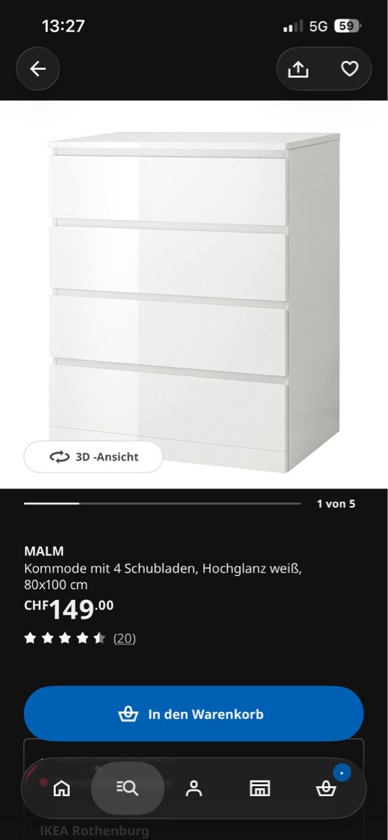 Ikea Commodes: Kommode IKEA Malm 4 Schubladen – D'occasion à Biberstein par Leviathans90210 1