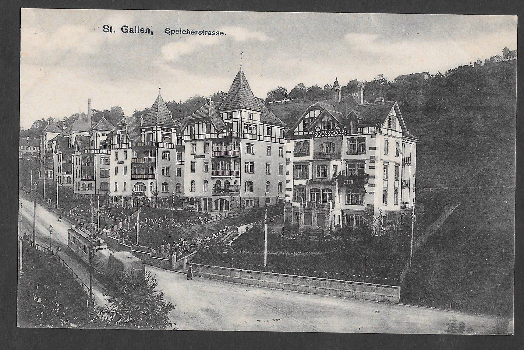 Cartoline postali: St. Gallen Speicherstrasse mit Strassenbahn / Tram – Usato da Olten venduto da clotaldi