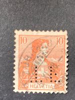 Schweiz 1908 Helvetia 10 Vollstempel ZÜRICH 8 5.XI.08 Perfin