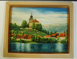 W. Hörhold 1976 Ansicht von Werdenberg Oel auf Pavatex