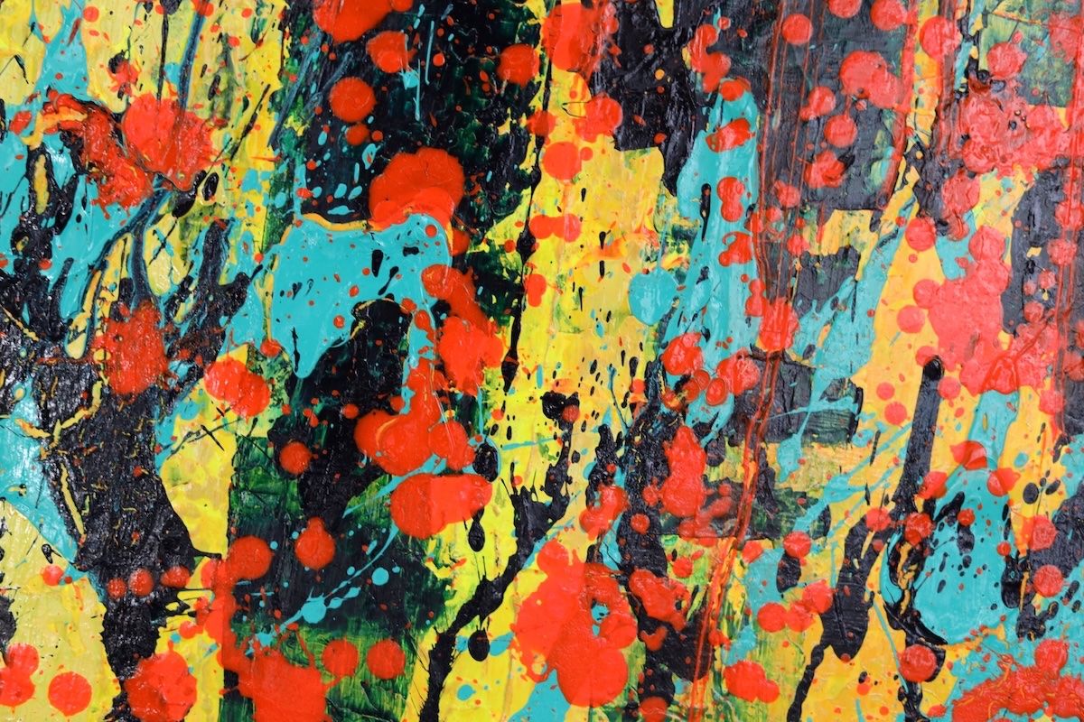 Tableaux: Abstraktes Acrylbild Dynamik Farbe Action 120x160 cm – Neuf avec emballage d'origine à  par  7