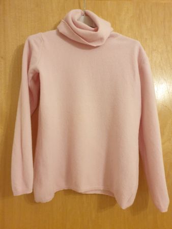 Pull rose, XS/34, col roulé, laine cachemire, Attention!