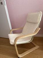 Guter Sessel mit Holzgestell, cremefarbene Polsterung, 1a Zu