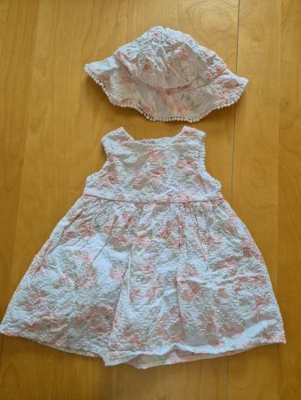 Sommerliches Kleid und Sonnenhut Set, Gr. 68, wie neu