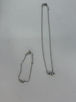 Schmuckset Kette und Armband silberfarben mit Kugeln 