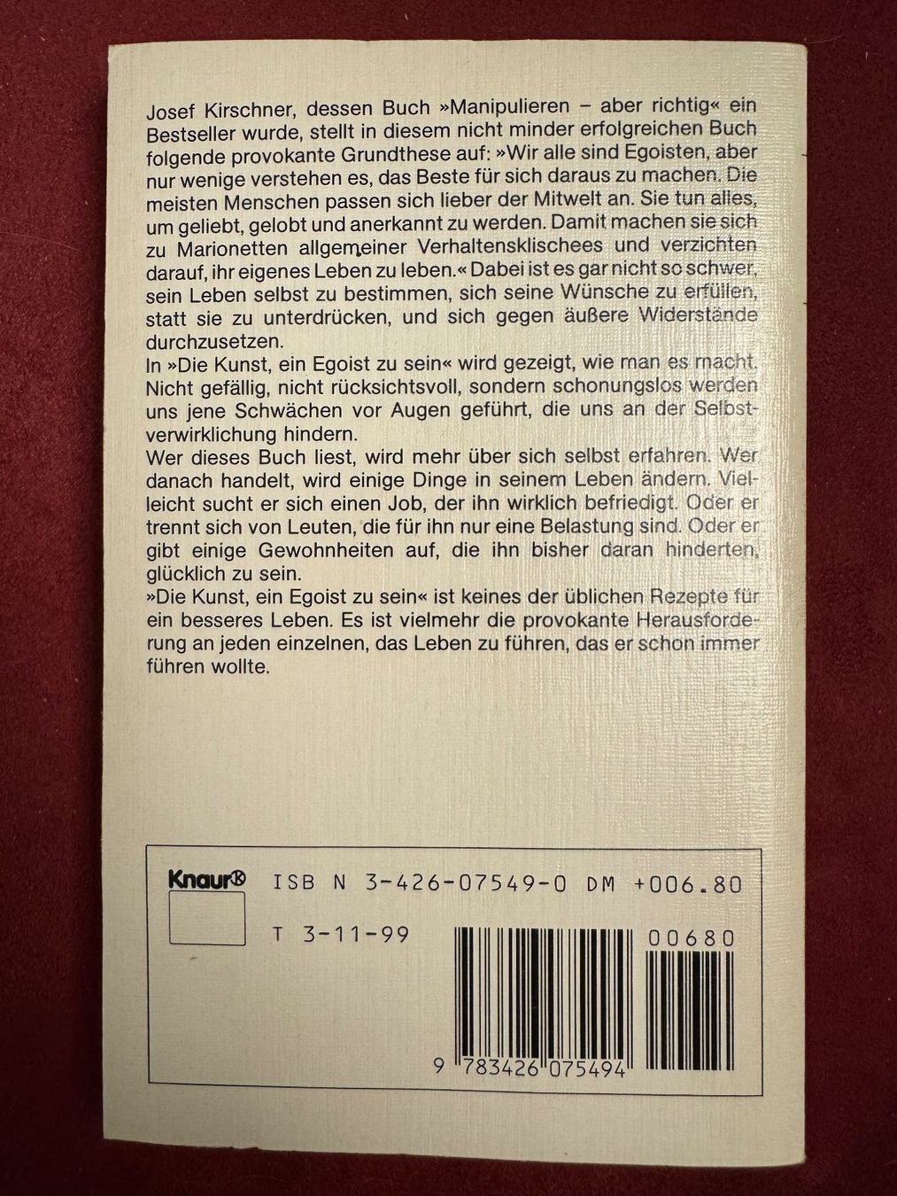 Libri: Buch: Die Kunst, ein Egoist zu sein – Usato da Augst BL venduto da Tara38 1