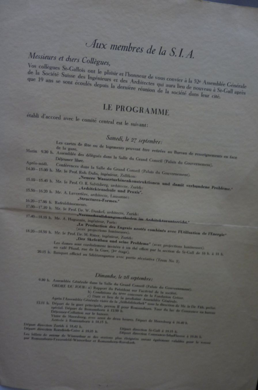 Documenti: S.I.A. ST. GALLEN 1930. 52. GENERALVERSAMMLUNG – Usato da Zürich venduto da Rrehsuah 2