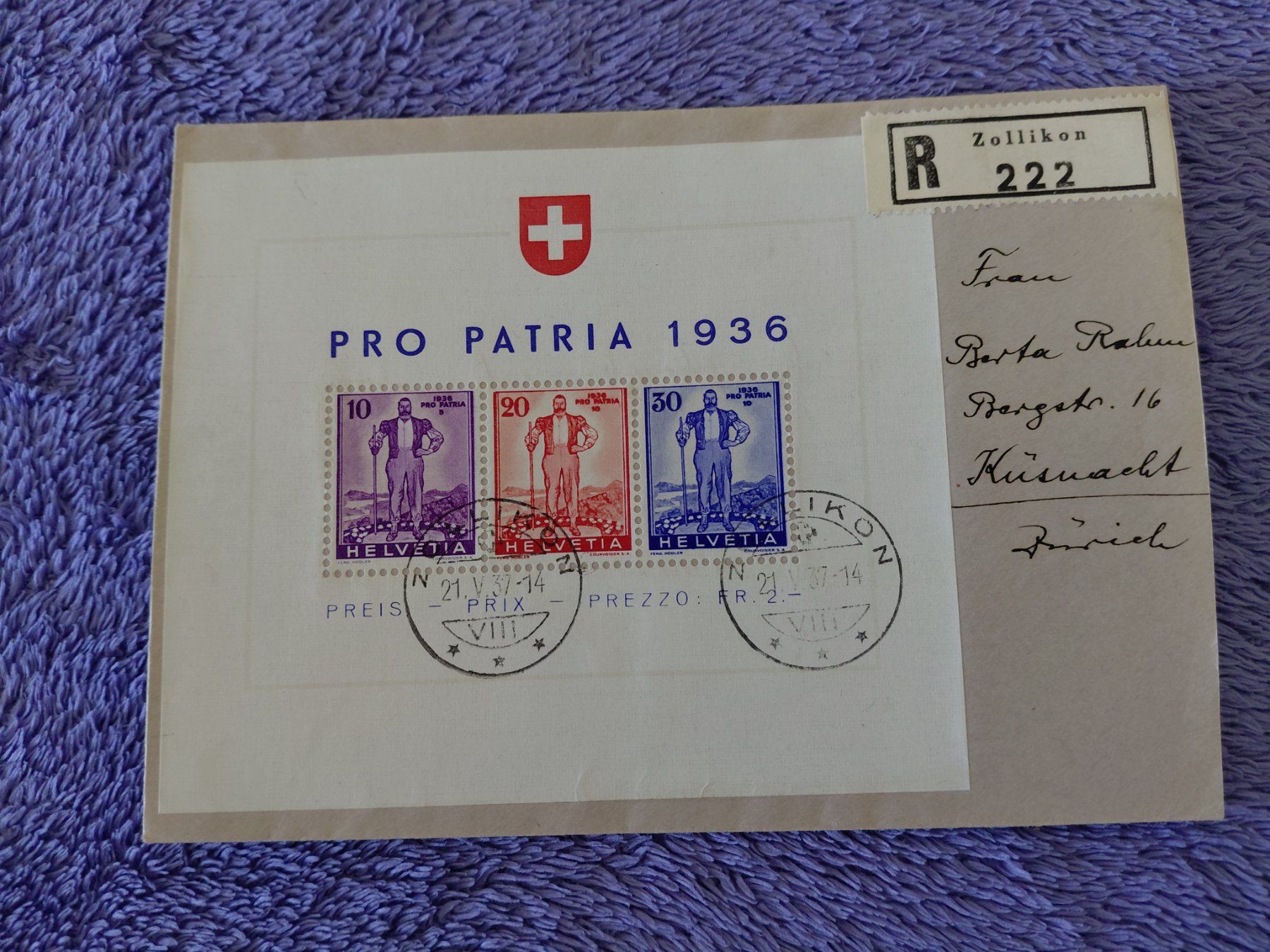 Tutti i francobolli: PP Blockbrief 1937 – Usato da Horw venduto da Onurb008