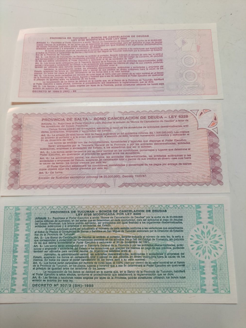Billets de banque: Argentinien - Banknotensammlung - Schuldscheine – Neuf (Voir description) à Innerberg par simon30432 1