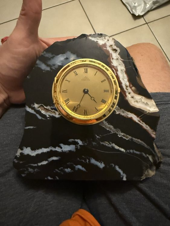 Rare horloge(Pontifa)de table en pierre et laiton vintage ! (D'occasion ...