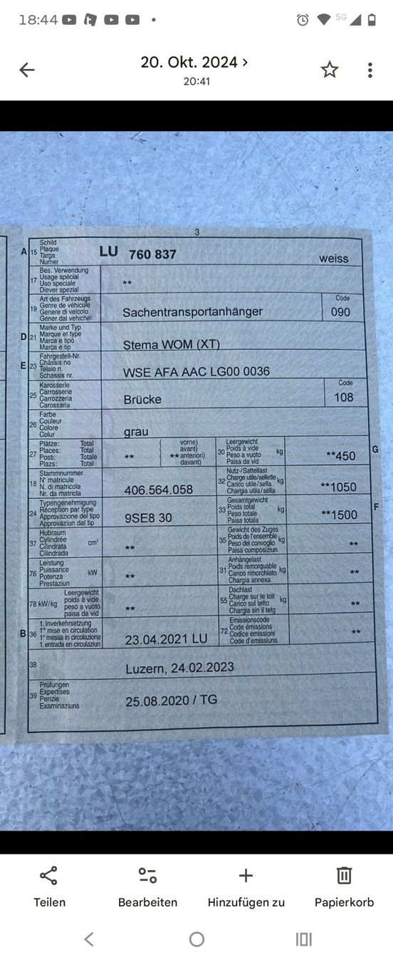 Stema Rimorchi: Töff Motorrad Trailer Anhänger Stema WOM – Usato da Pfaffnau venduto da ThomaLuzern 1