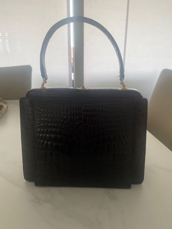 Vintage Damen Handtasche Krokodil Optik braun guter Zustand