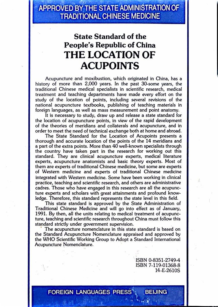Libri: The Location of Acupoints – Nuovo (secondo la descrizione) da Sarnen venduto da Livres 1