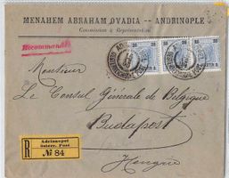 Interessanter Beleg 3-fach 1.25PIASTER AUSTRIA 1900