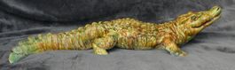 Keramik Krokodil Figur, handbemalt, Vintage Look🐊, Top