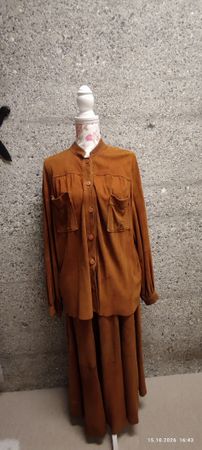 Damen Leder Set Brezin Paris braun Wildleder getragen