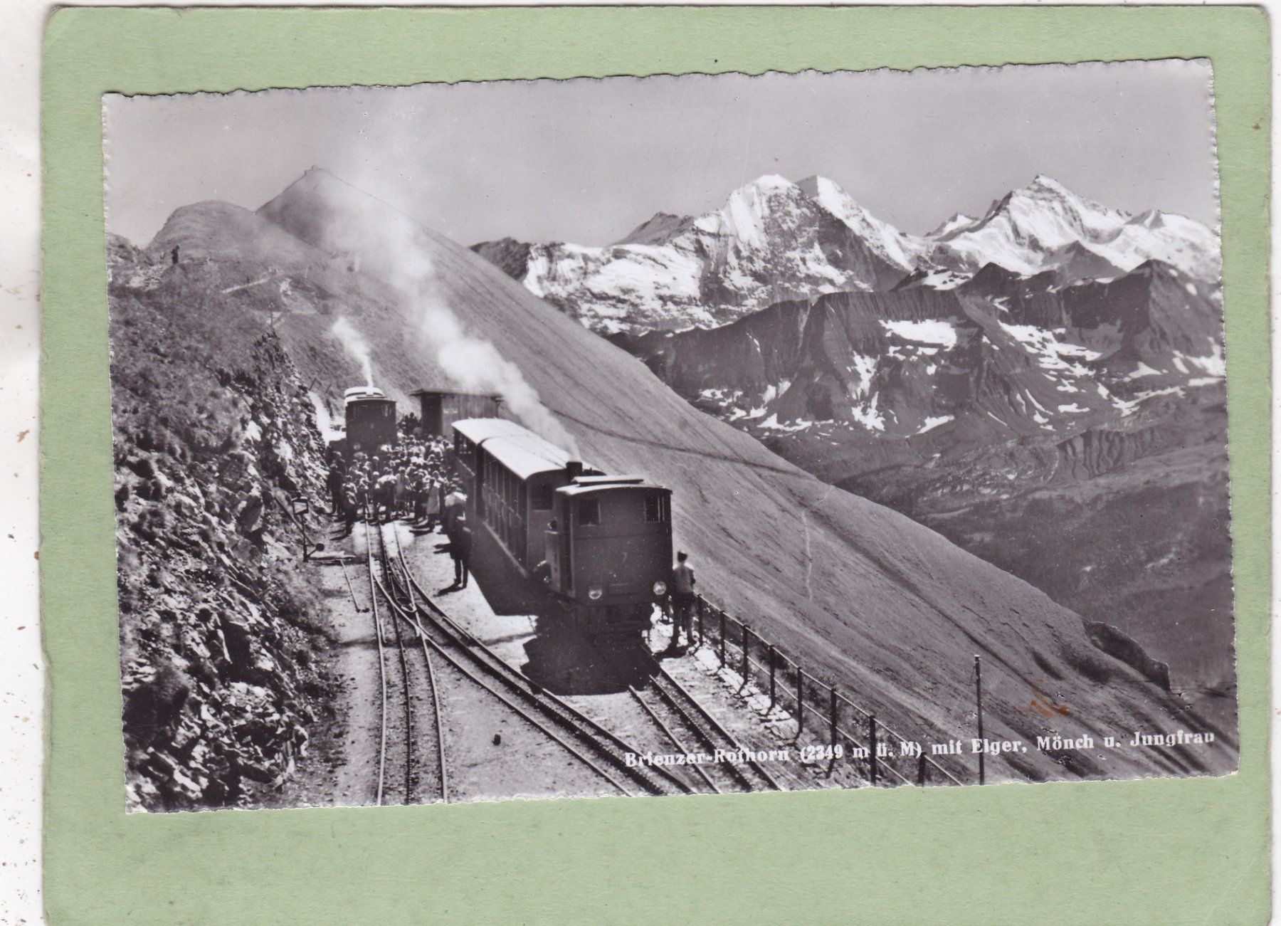 Cartes postales: Bahn Brienzer Rothorn mit Eiger Mönch Jungfrau 1951 – D'occasion à Herisau par Lisegrat2008