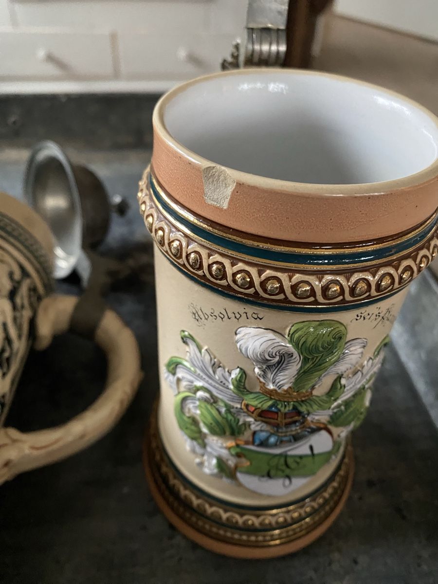 Bicchieri: Antiker Bierkrüge mit Zinndeckel, – Usato da Embrach venduto da bea_8424 7