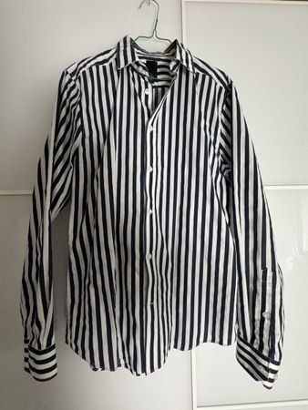 Herren Hemd Gr M gestreift mit coolem Vogelprint Gr M