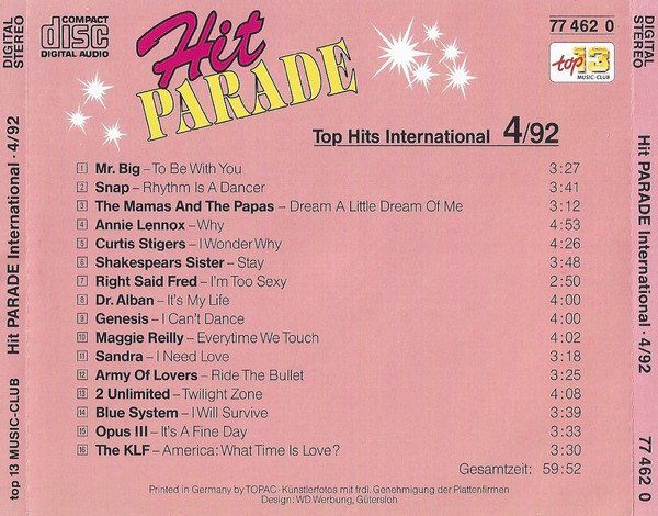 CD: Hit Parade International 4/92 F3 – Usato da Sessa venduto da fraenklishop 1