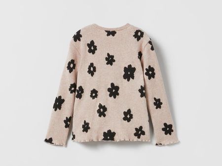 ZARA 🖤 pull côtelé avec fleurs 104