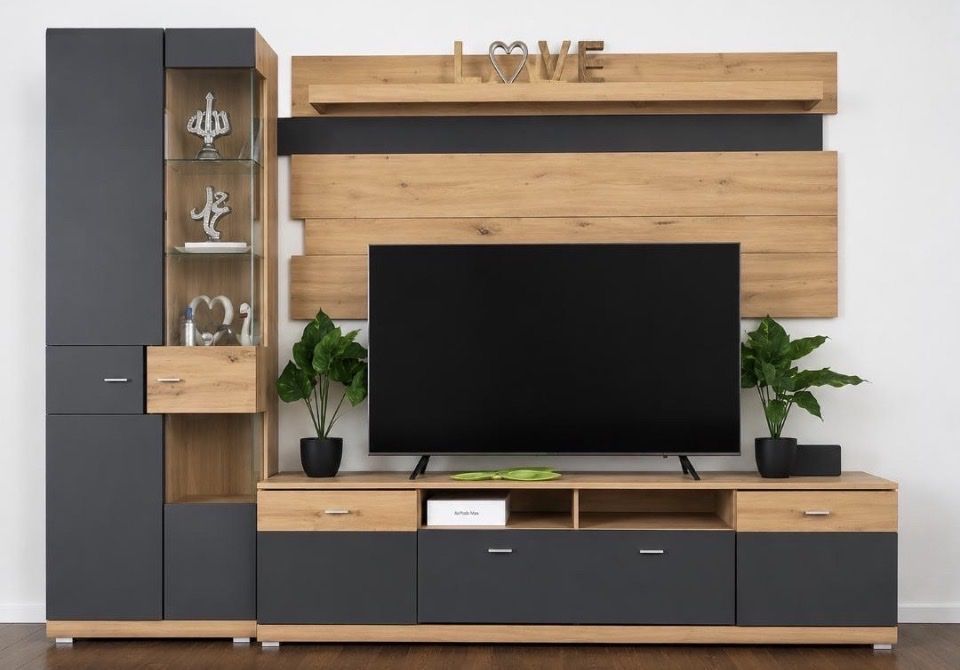 Mobili TV: Wohnwand inkl. Vitrine in Holzoptik – Usato da Sirnach venduto da sul_fs2g