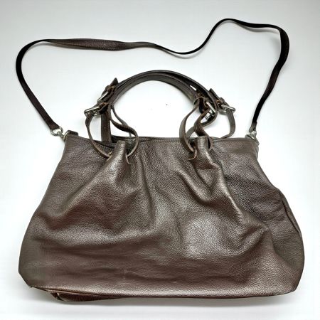 Grand sac à main BORSE IN PELLE en cuir véritable marron