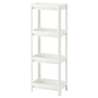 Ikea Vesken Weisses Kunststoffregal, 4 Böden, schmal