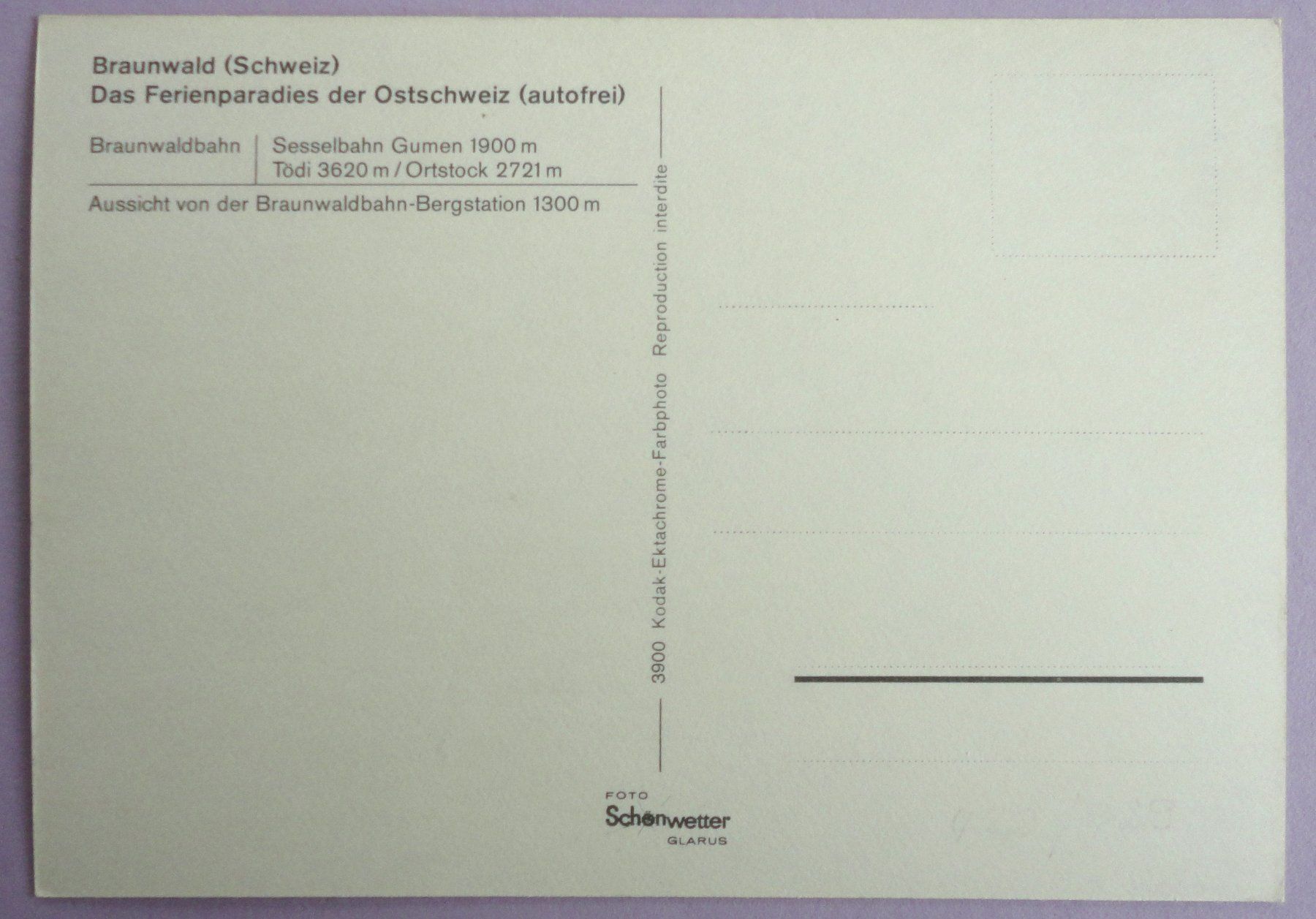Ansichtskarten: Braunwald – Gebraucht aus Fétigny von Billy2miny 1