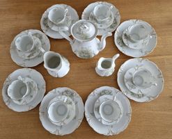 Vintage Porzellan Kaffeeservice mit Schneeglöckchen Dekor