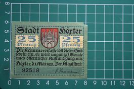 currency emergency money germany höxter 25 pfennig 1921